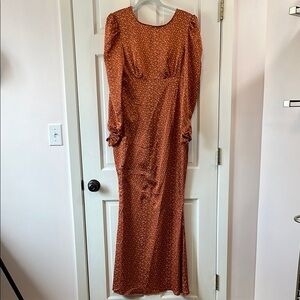 NWOT MISSGUIDED Rust Orange w/ White Polka Dot Maxi Dress - Size 8